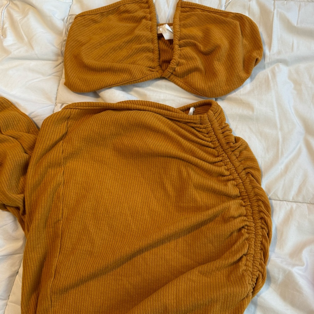 Ootdfash mustard yellow set
